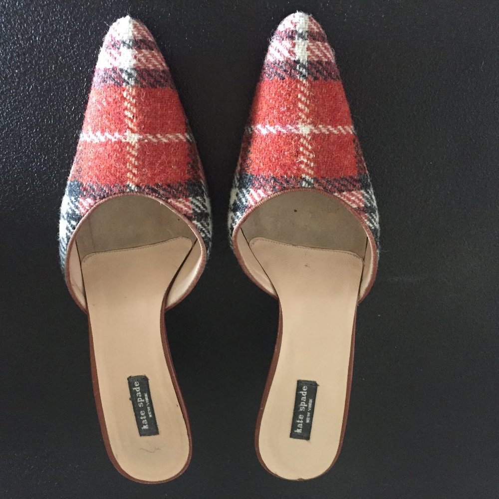 Kate Spade Plaid Mule Heels
